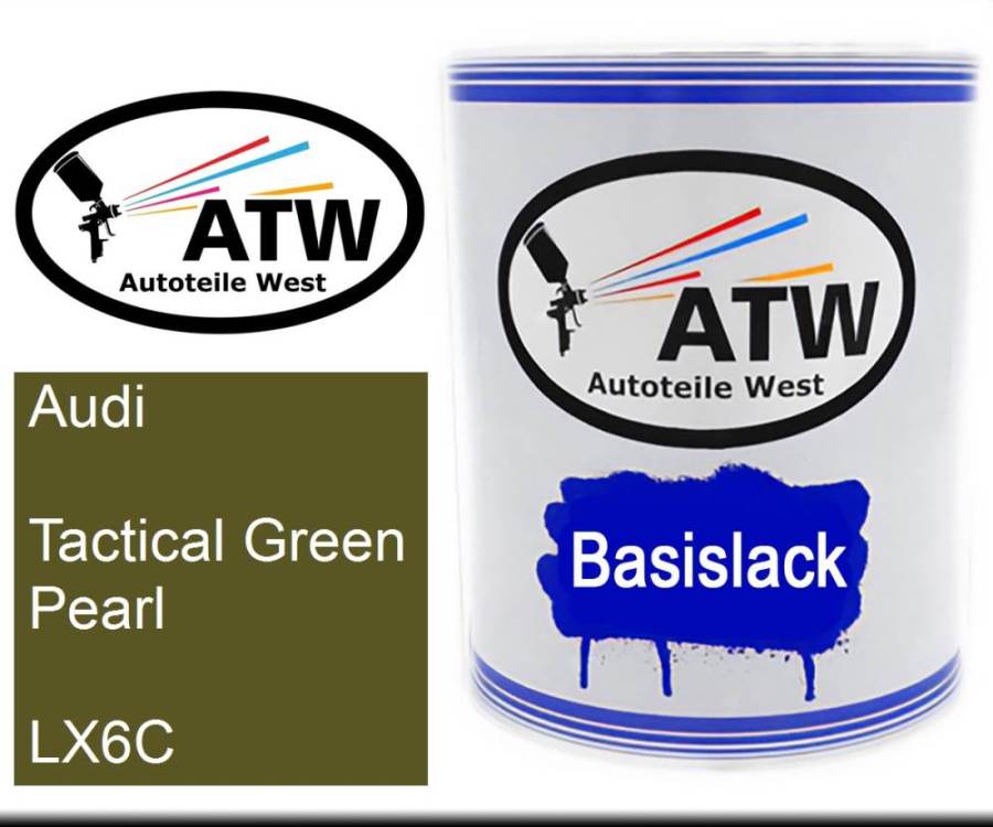 Audi, Tactical Green Pearl, LX6C: 1L Lackdose, von ATW Autoteile West.